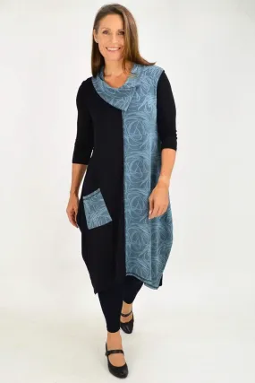 Blue Swirl Sleeveless Winter Tunic Dress