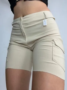 Camel cargo stretchy low rise mid short (XS/S)