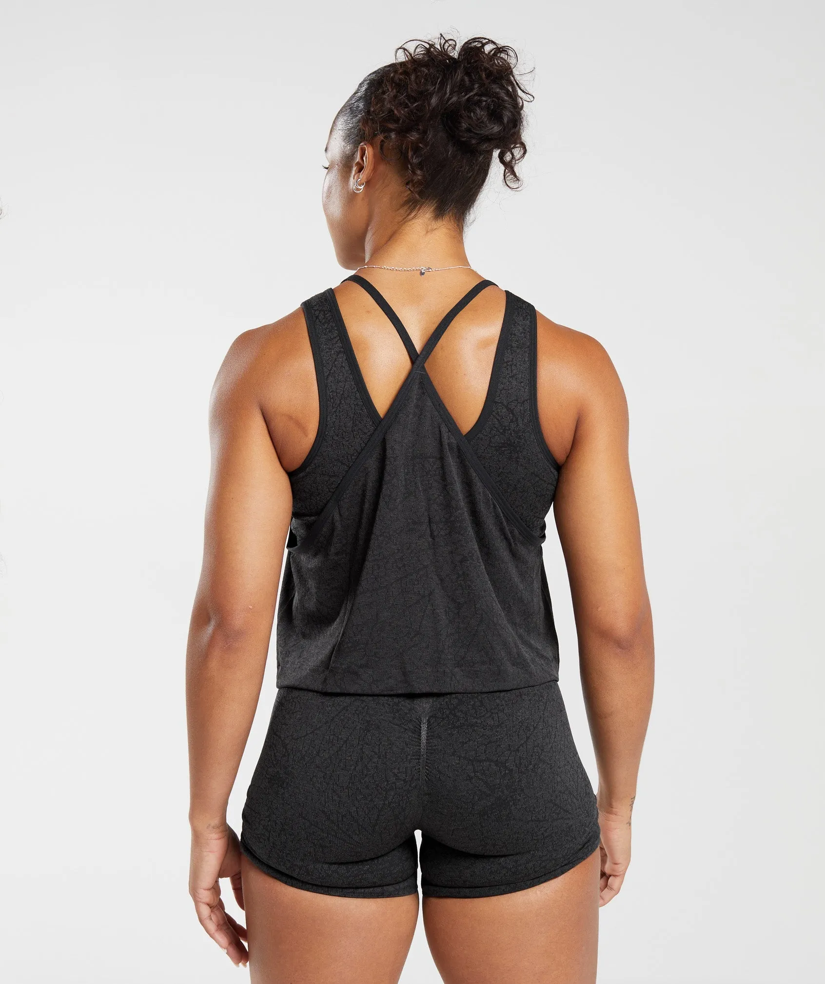 Gymshark Adapt Pattern Loose Midi Seamless Tank - Black/Graphite Grey