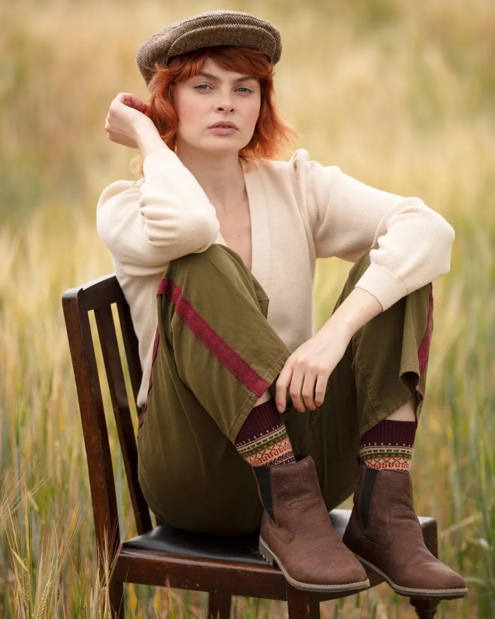 Ladies Fair Isle Short Socks - Mulberry