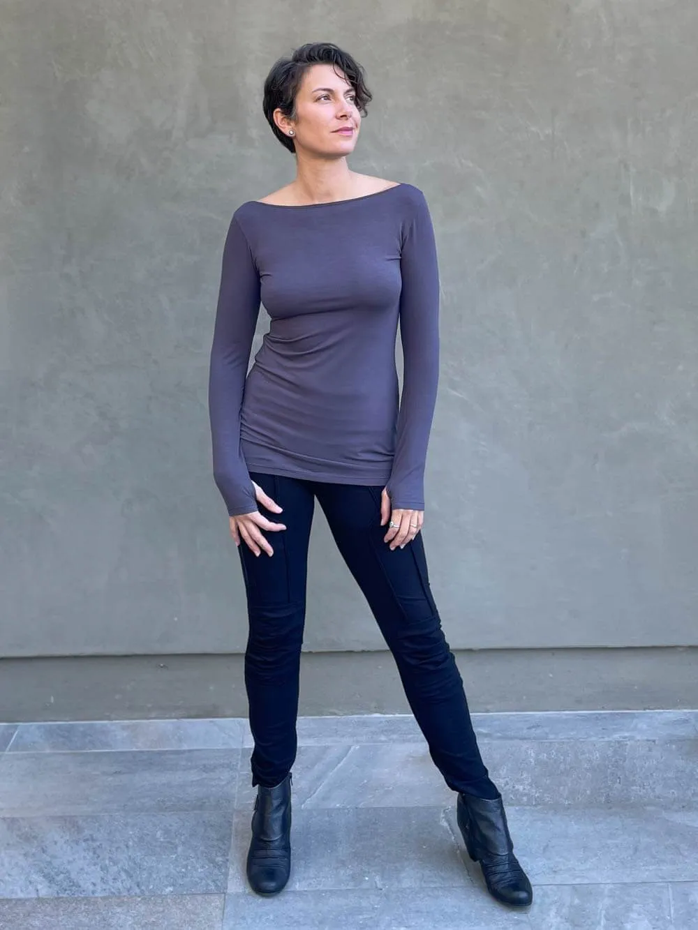 Long Sleeve Boatneck Top