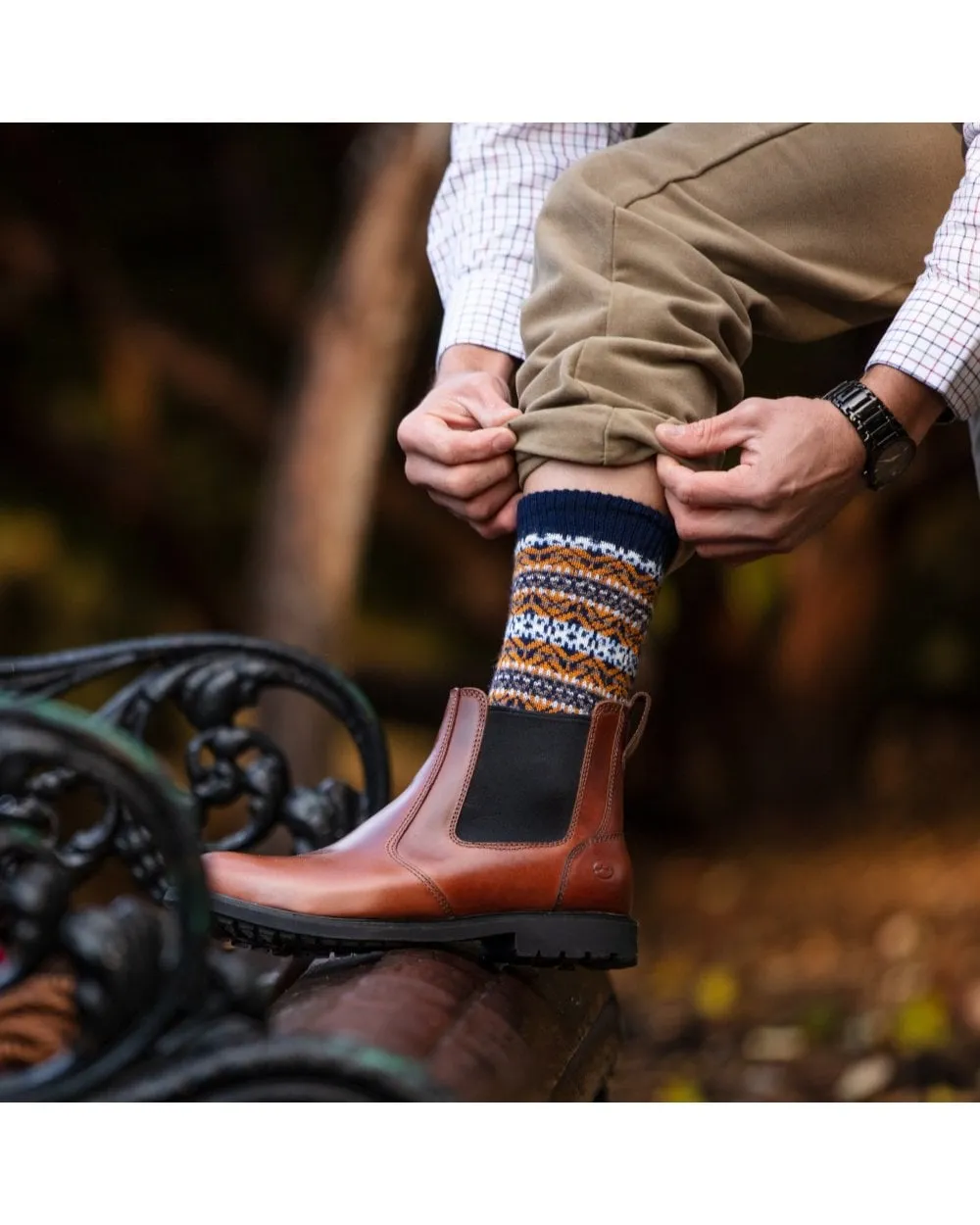 Men's Fair Isle Socks - Navy Blue