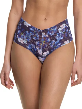 Printed Retro Lace Thong Nightfall Purple