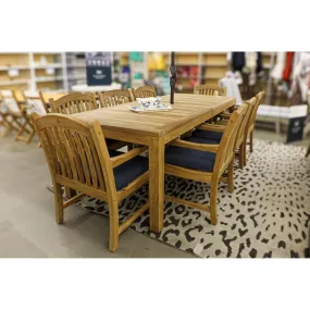 Rinjani Teak 9pc Outdoor Dining Set (Teak 94" Rectangular Table with 8 Tista Teak Armchairs  FREE Cushions)