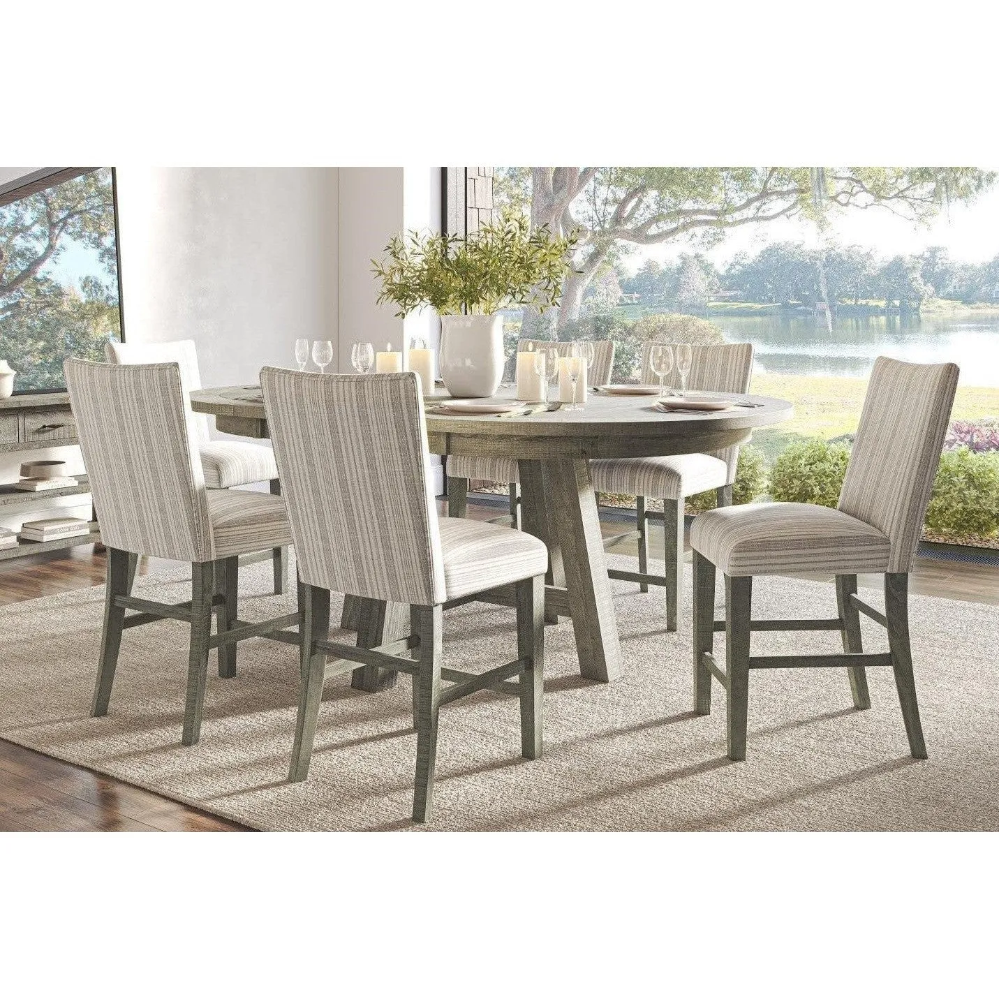 Saratoga 5-Pc Dining Set (Extendable Counter Height Table (54"-78")   4 Chairs)