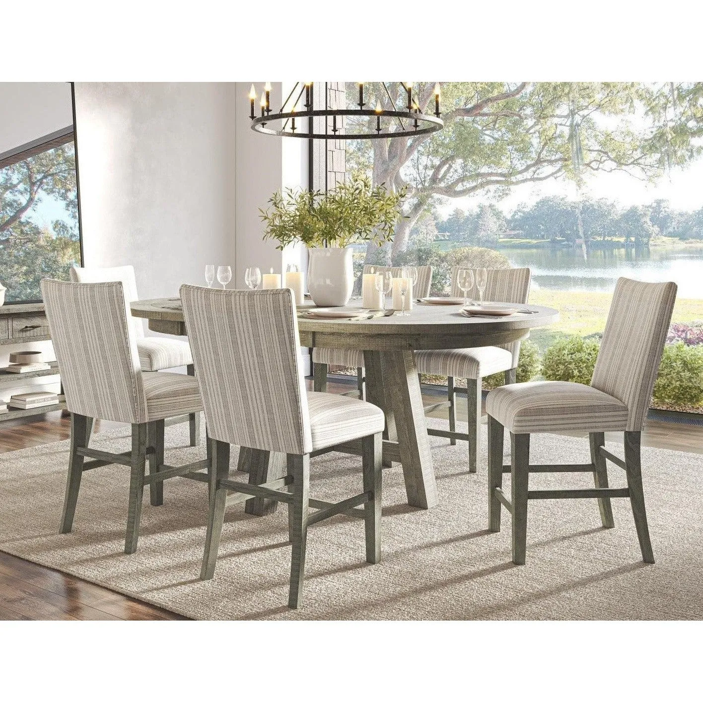 Saratoga 5-Pc Dining Set (Extendable Counter Height Table (54"-78")   4 Chairs)