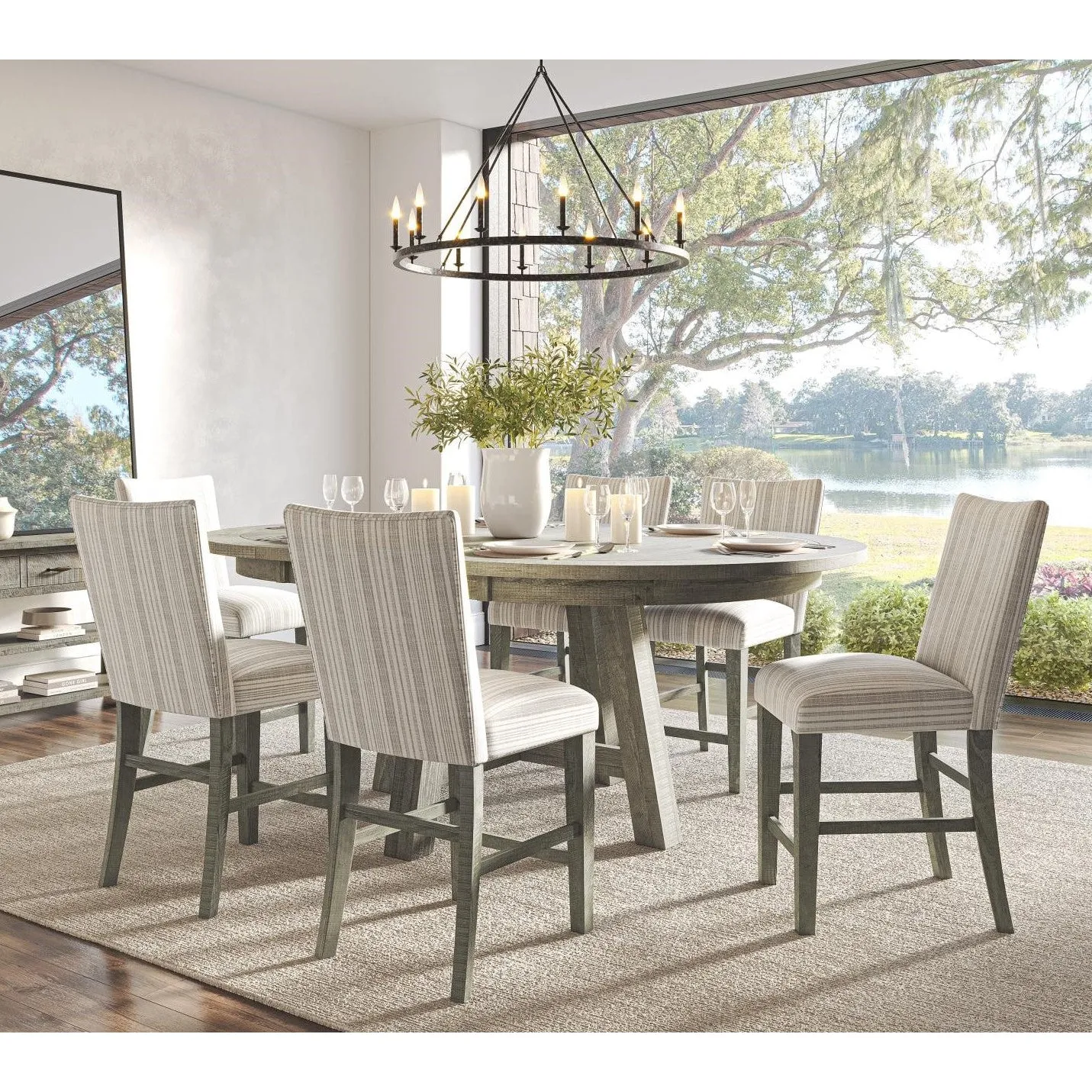 Saratoga 5-Pc Dining Set (Extendable Counter Height Table (54"-78")   4 Chairs)