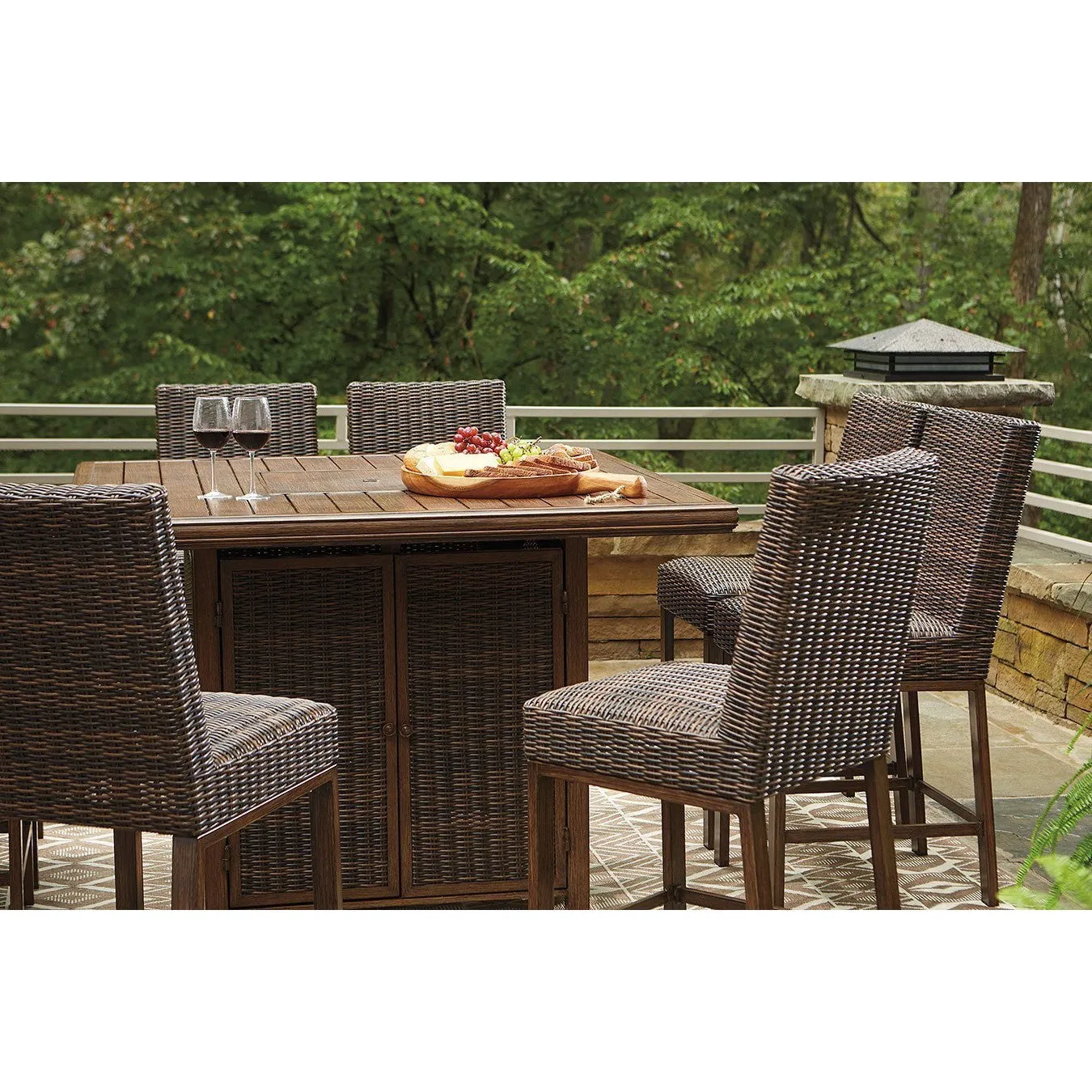 Sea Cliff Tall Firepit Dining Set Outdoor Bar Height