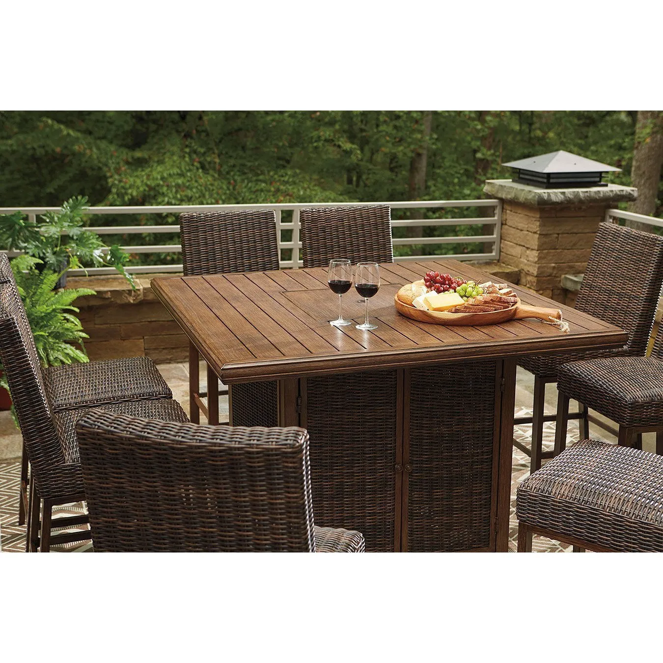 Sea Cliff Tall Firepit Dining Set Outdoor Bar Height