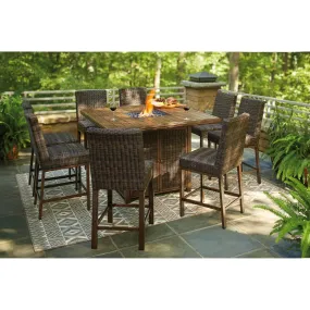 Sea Cliff Tall Firepit Dining Set Outdoor Bar Height