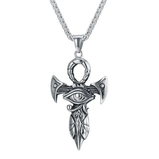 Stainless Steel Eye of Horus Egypt Cross Necklace