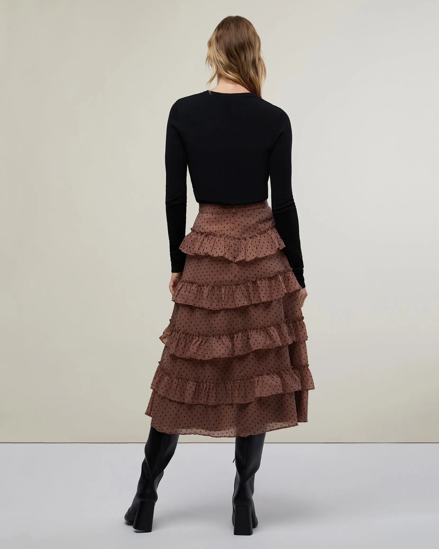 Tiered Ruffle Midi Skirt