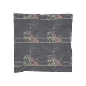 Vampire Art Grunge Patchwork Poly Scarf - Dark Herringbone with Yellow