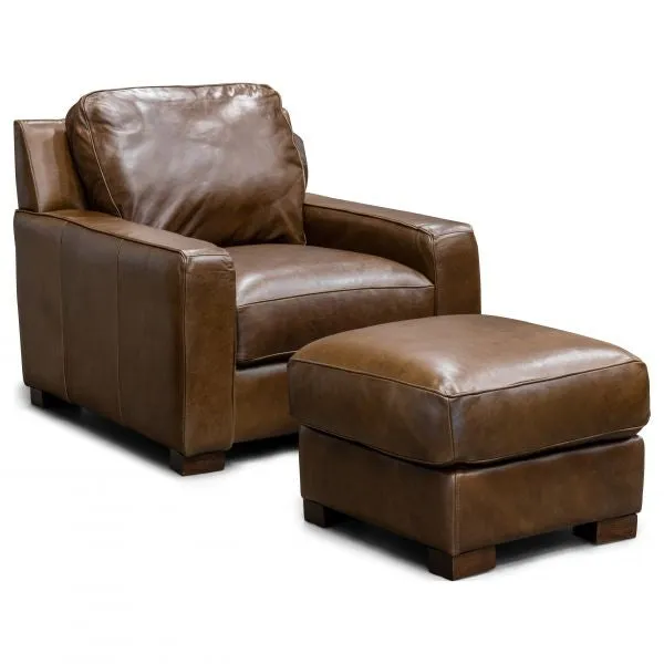 York Top Grain Italian Leather 89" Sofa in Chestnut