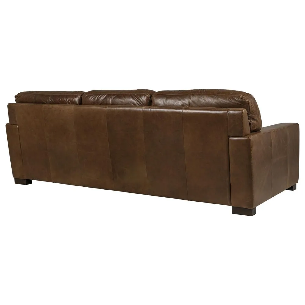 York Top Grain Italian Leather 89" Sofa in Chestnut