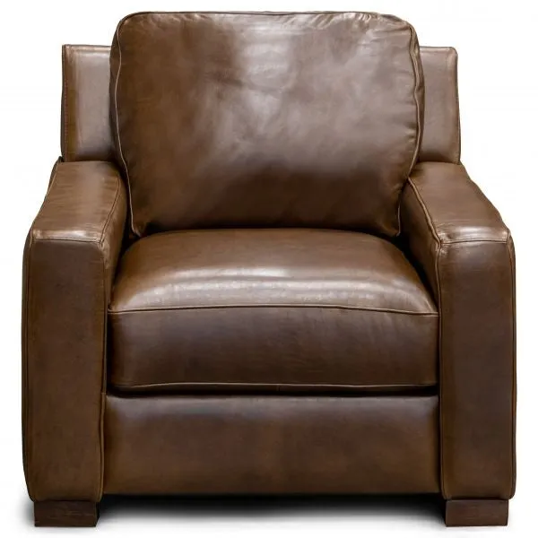 York Top Grain Italian Leather 89" Sofa in Chestnut