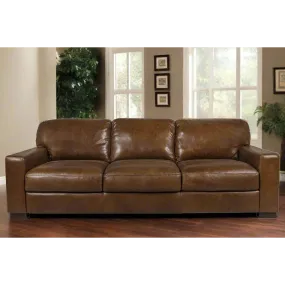 York Top Grain Italian Leather 89" Sofa in Chestnut